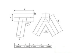 2 x raccordi per travi 90x90 mm, 100°