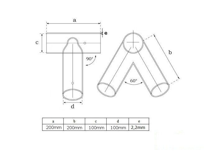 Connettore a fascio Ø100 mm, 90°