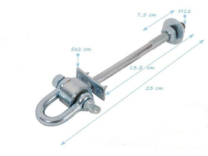 Gancio girevole tipo D M12 140 mm