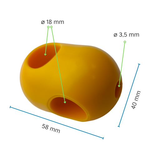 Connettore a croce monopezzo per cavo rinforzato ø18mm