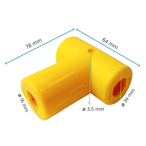 Connettore a T per cavo rinforzato Ø16 mm
