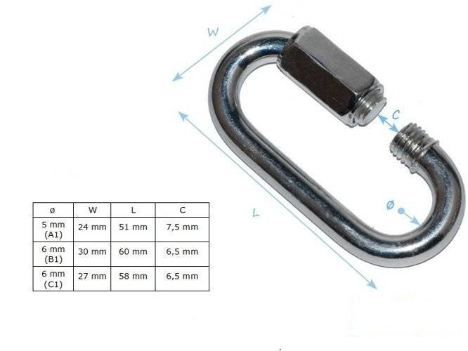 Moschettone HMS 6x30x60 mm