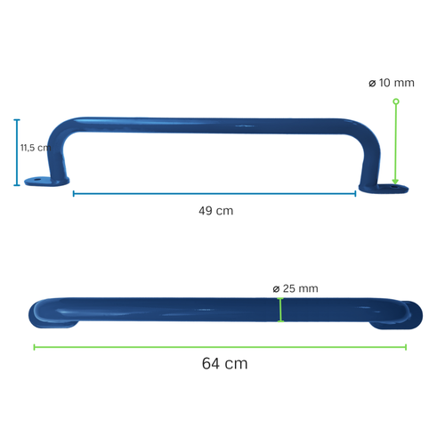 Maniglia in metallo 550 mm EN1176