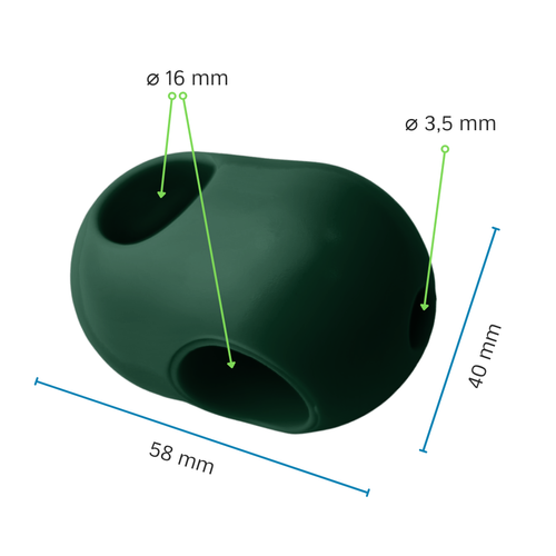 Connettore a croce monopezzo per cavo rinforzato ø16mm