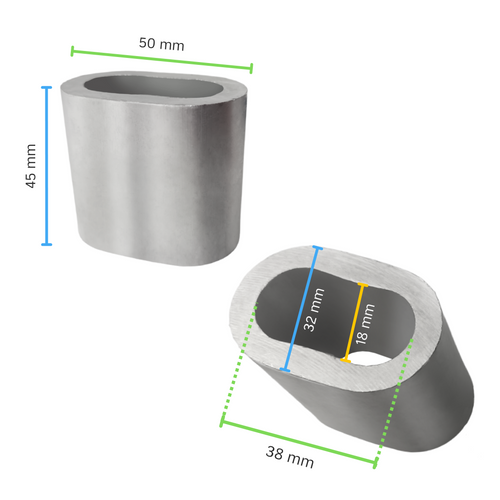 Anello ovale in alluminio 45 mm 18E