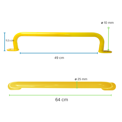 Maniglia in metallo 550 mm EN1176
