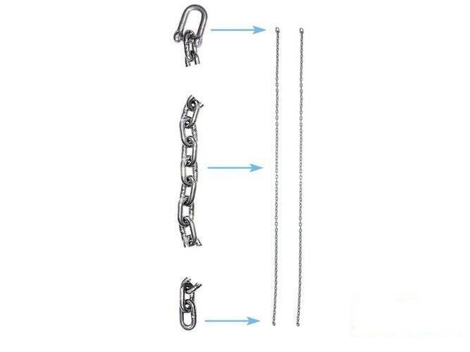 Set di catene a punto singolo in acciaio inox 5 mm - 1,8 m