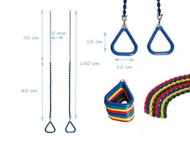 Cerchi triangolari da ginnastica incatenati