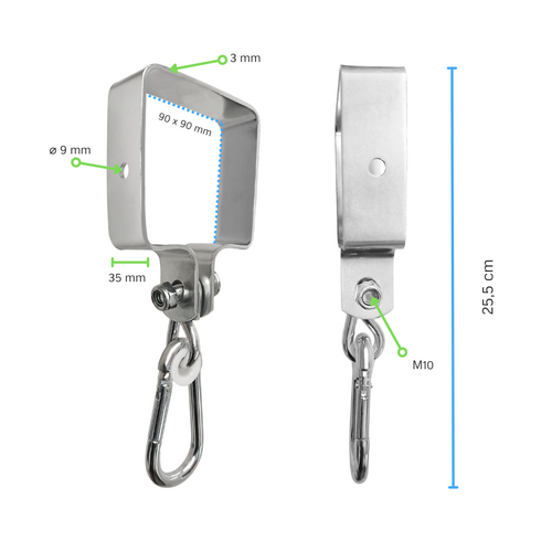 Staffa in metallo per battente 90x90