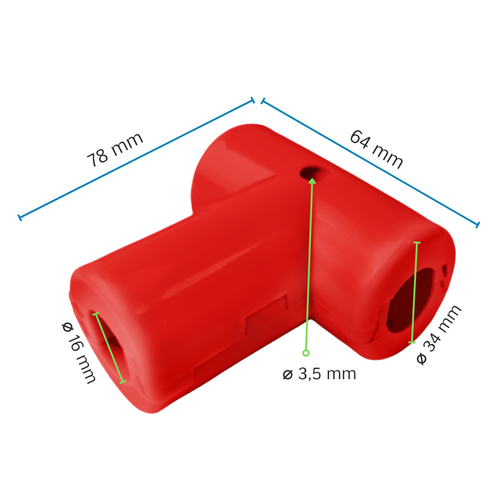 Connettore a T per cavo rinforzato Ø16 mm